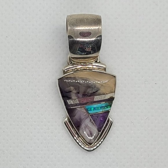 Charoite Sugilite and Opal Pendant Set In Sterling Silver